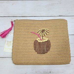 Mud Pie Straw Coconut Clutch Bag | Beachy Vibes | Summer Essential | NWT